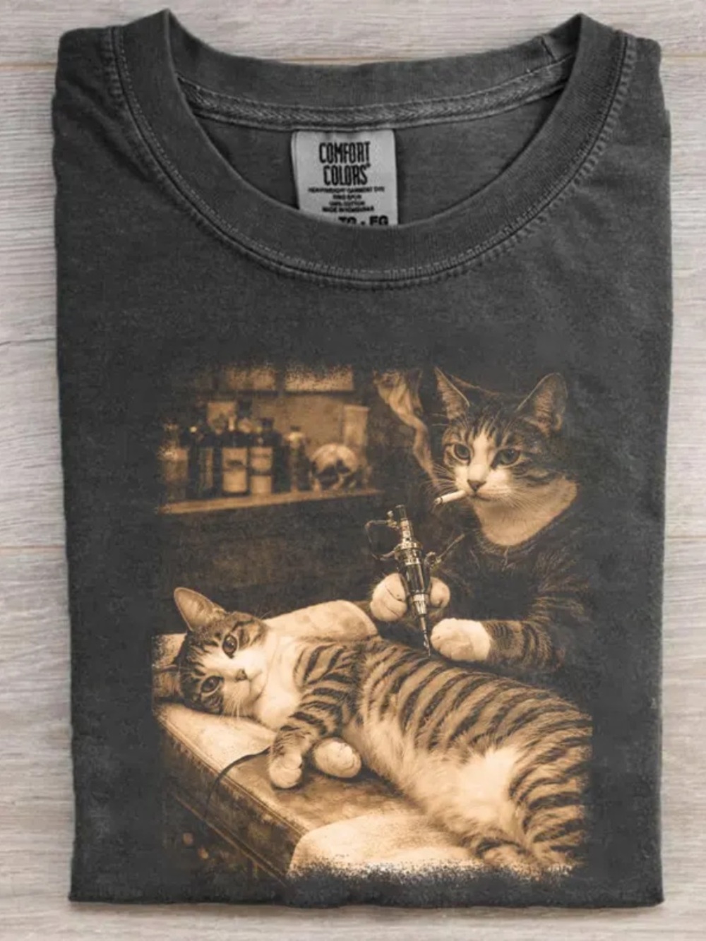 Comfort Pepper Cat Tattoo Graphic Tee - Pepper